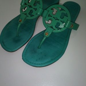 Tory Burch Teal Sandals Size 8M Made in Brazil